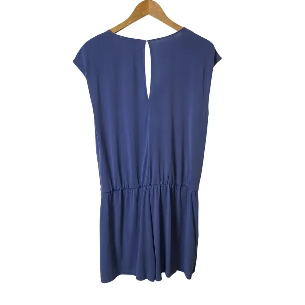 BCBGENERATION Blue Thalia Romper Royal V-Neck Stretch Women's Size Medium